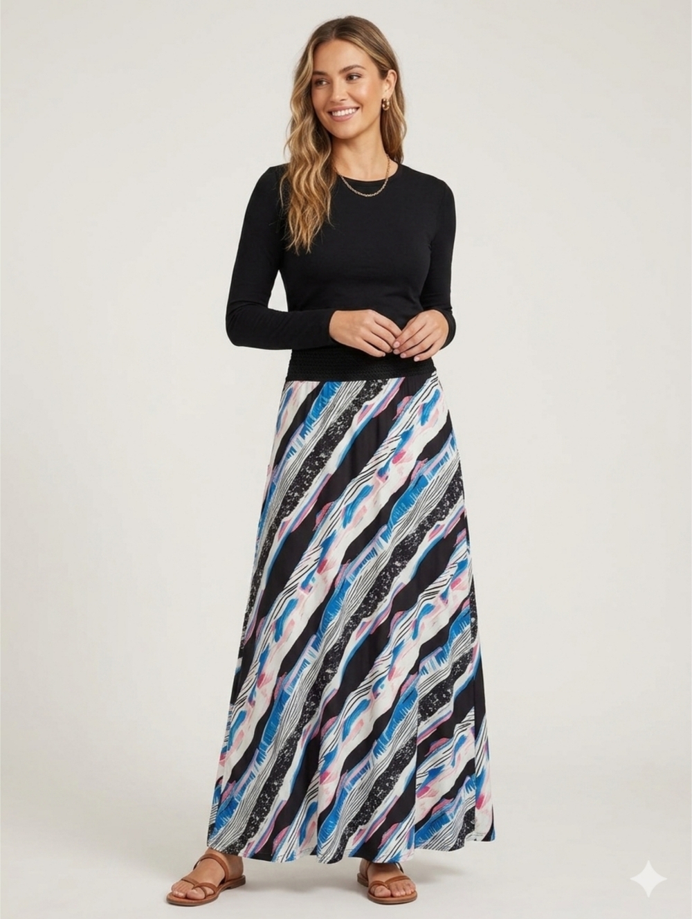Robert Louis Woman's Multicolor Patterned Maxi Skirt